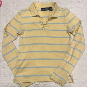 Y2K Aeropostale Striped Lace-Up Long Sleeve — Size Medium 💛